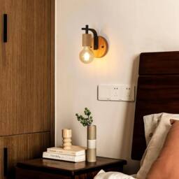 COMELY 2 Pack Indoor Wall Lights, Vintage Wood Wall Lights Black, E27 - thumbnail 5