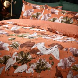 Wylder Tropics Kushiro Tropical Cotton Rich Duvet Cover Set in Coral - Size: Super King - thumbnail 3