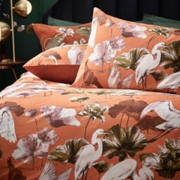 Wylder Tropics Kushiro Tropical Cotton Rich Duvet Cover Set in Coral - Size: Super King - thumbnail 2