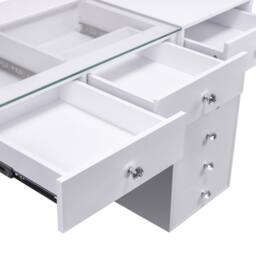FENCHILIN Dressing Table with 8 Drawers & Lights Hollywood Makeup Vanity Desk in White - thumbnail 5