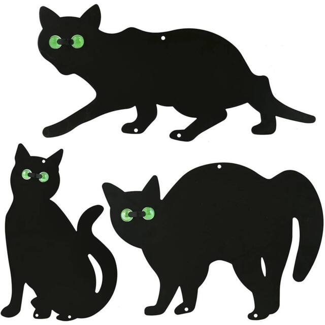 VOGREX 3X Garden Cat Silhouette, Marble Eyes Bird Scarer Black - image 1
