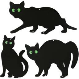 VOGREX 3X Garden Cat Silhouette, Marble Eyes Bird Scarer Black