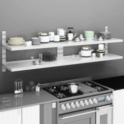 Berkfield Home Durable 2-Tier Floating Wall Shelves 2 pcs Stainless Steel 200x30 cm in Grey - thumbnail 2