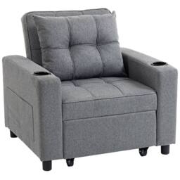 Wyld Haus Soliri Dark Grey 3 in 1 Convertible Single Sofa Bed Tufted Cushion - thumbnail 2