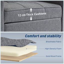 Wyld Haus Soliri Dark Grey 3 in 1 Convertible Single Sofa Bed Tufted Cushion - thumbnail 8