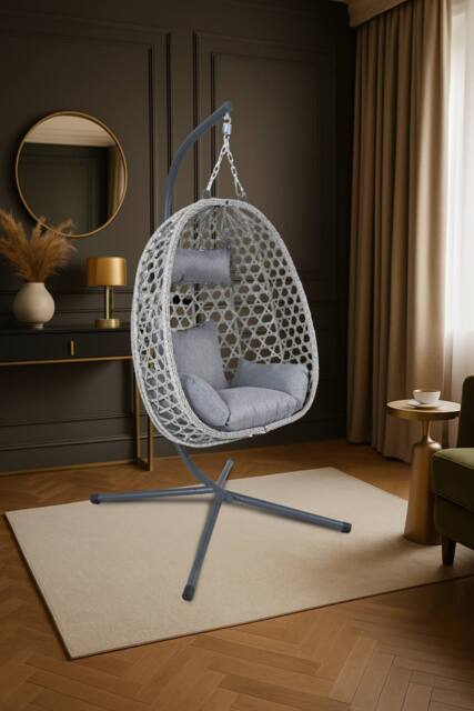 GAVENO CAVAILIA Swing Hanging Egg Chair Outdoor Garden & indoor in Grey - image 1