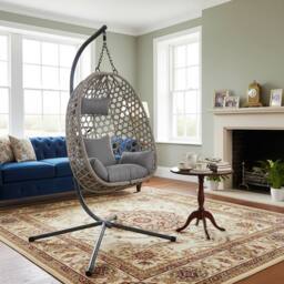 GAVENO CAVAILIA Swing Hanging Egg Chair Outdoor Garden & indoor in Grey - thumbnail 2