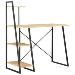 Berkfield Home Elegant Desk with Shelving Unit Black & Oak 102x50x117 cm - Size: 102 x 50 x 117 cm - thumbnail 2