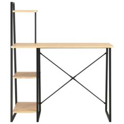 Berkfield Home Elegant Desk with Shelving Unit Black & Oak 102x50x117 cm - Size: 102 x 50 x 117 cm - thumbnail 3