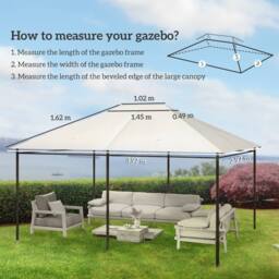 OUTSUNNY 3 x 4m Gazebo Canopy Replacement Gazebo Roof Cover, Cream White - thumbnail 3