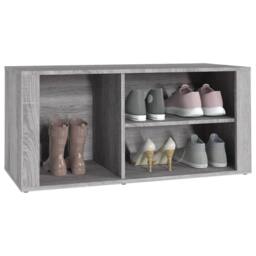 Berkfield Home Shoe Cabinet Grey Sonoma 100x35x45 cm Engineered Wood - Size: 100 x 35 x 45 cm - thumbnail 4