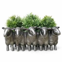 Gifts Direct 2 U Sheep Herd Planter Trough Metallic Finish in Metallic Silver - thumbnail 1