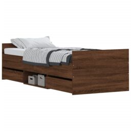 Berkfield Home Bed Frame with Headboard & Footboard Brown Oak 75x190 cm Small Single - thumbnail 3