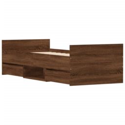 Berkfield Home Bed Frame with Headboard & Footboard Brown Oak 75x190 cm Small Single - thumbnail 4
