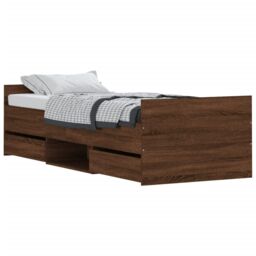Berkfield Home Bed Frame with Headboard & Footboard Brown Oak 75x190 cm Small Single - thumbnail 2