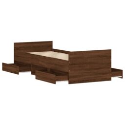 Berkfield Home Bed Frame with Headboard & Footboard Brown Oak 75x190 cm Small Single - thumbnail 5