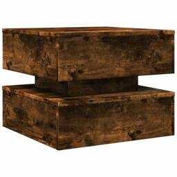 Berkfield Home Coffee Table with LED Lights Smoked Oak 50x50x40 cm in Brown - Size: 50 x 50 x 40 cm - thumbnail 3