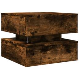 Berkfield Home Coffee Table with LED Lights Smoked Oak 50x50x40 cm in Brown - Size: 50 x 50 x 40 cm - thumbnail 9