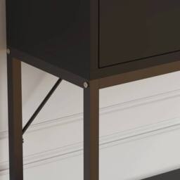 VOGREX Black Console Table MDF Top Metal Frame 2 Drawer Storage Hallway - thumbnail 3