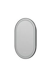 Living and Home Anti-fog Wall Mounted Oval LED Bathroom Mirror in Black - thumbnail 7