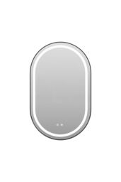 Living and Home Anti-fog Wall Mounted Oval LED Bathroom Mirror in Black - thumbnail 3