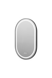 Living and Home Anti-fog Wall Mounted Oval LED Bathroom Mirror in Black - thumbnail 4