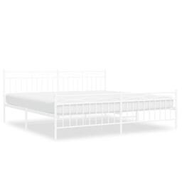 Berkfield Home Metal Bed Frame with Headboard & Footboard White 193x203 cm - thumbnail 3