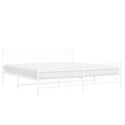 Berkfield Home Metal Bed Frame with Headboard & Footboard White 193x203 cm - thumbnail 4