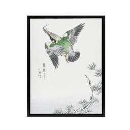 "Artery8 Kingfisher Hunting Japanese Framed Canvas Wall Art Print Numata Kashu - Size: W18"" x H24""" - thumbnail 1