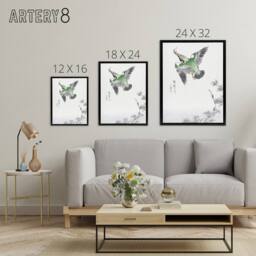 "Artery8 Kingfisher Hunting Japanese Framed Canvas Wall Art Print Numata Kashu - Size: W18"" x H24""" - thumbnail 4
