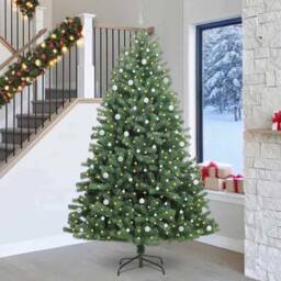 Berkfield Home Artificial Hinged Christmas Tree Green 270 cm PVC & Metal