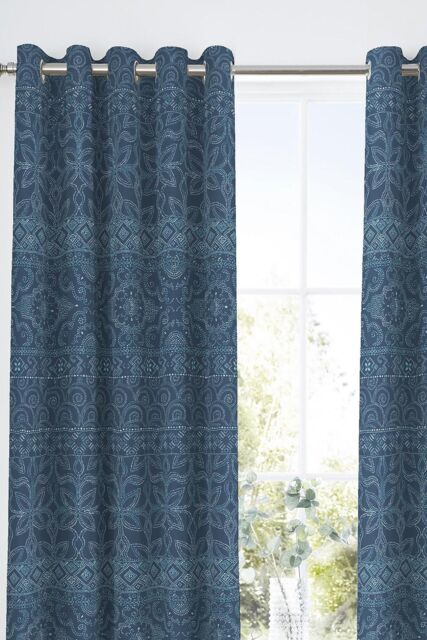 Dreams & Drapes 'Rohini' Easy Care Pair of Pencil Pleat Curtains in Blue - Size: 168 cm width x 183 cm drop - image 1