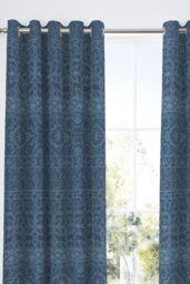 Dreams & Drapes 'Rohini' Easy Care Pair of Pencil Pleat Curtains in Blue - Size: 168 cm width x 183 cm drop - thumbnail 1