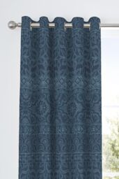 Dreams & Drapes 'Rohini' Easy Care Pair of Pencil Pleat Curtains in Blue - Size: 168 cm width x 183 cm drop - thumbnail 2