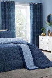Dreams & Drapes 'Rohini' Easy Care Pair of Pencil Pleat Curtains in Blue - Size: 168 cm width x 183 cm drop - thumbnail 3