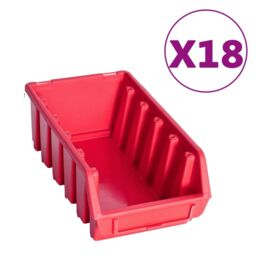 Berkfield Home 103 Piece Storage Bin Kit with Wall Panels Red & Black - thumbnail 3