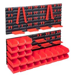 Berkfield Home 103 Piece Storage Bin Kit with Wall Panels Red & Black - thumbnail 1