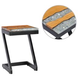 Berkfield Home Coffee Table 30x30x50 cm Solid Teak Wood & Polyresin - Size: 30 x 30 x 50 cm