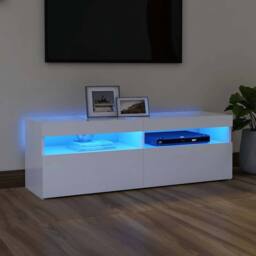 Berkfield Home TV Cabinet with LED Lights White 120x35x40 cm - Size: 120 x 35 x 40 cm - thumbnail 2