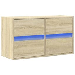 Berkfield Home TV Wall Cabinet with LED Lights Sonoma Oak 80x31x45 cm in Brown - Size: 80 x 31 x 45 cm - thumbnail 3