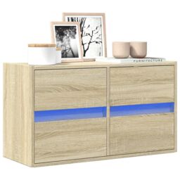Berkfield Home TV Wall Cabinet with LED Lights Sonoma Oak 80x31x45 cm in Brown - Size: 80 x 31 x 45 cm - thumbnail 1