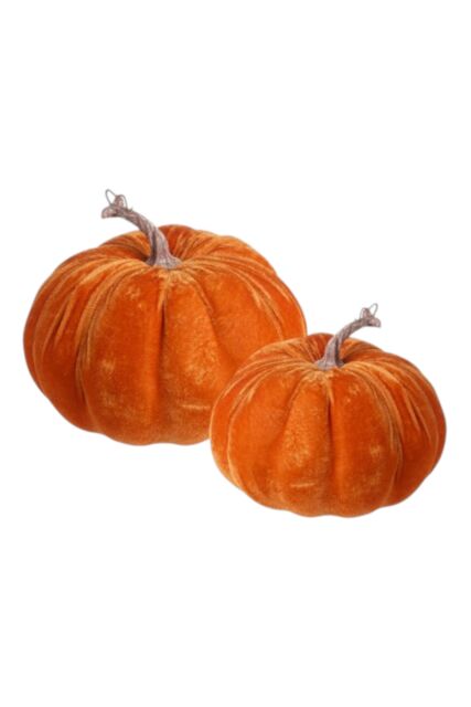 Garden Greatness Set Of 2 Harvest Velvet Pumpkins in Orange - Size: 2 Pack
