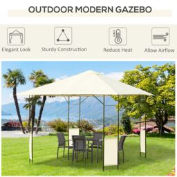 OUTSUNNY Garden Gazebo Awning Tent Marquee Water Resistant Steel 3mx3m in Cream - thumbnail 4