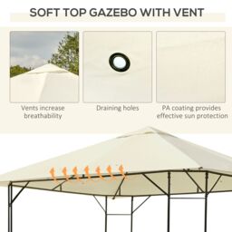 OUTSUNNY Garden Gazebo Awning Tent Marquee Water Resistant Steel 3mx3m in Cream - thumbnail 5