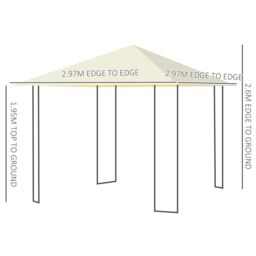 OUTSUNNY Garden Gazebo Awning Tent Marquee Water Resistant Steel 3mx3m in Cream - thumbnail 3