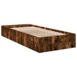 Berkfield Home Modern Bed Frame without Mattress Smoked Oak 90x190 cm Single in Brown - thumbnail 6