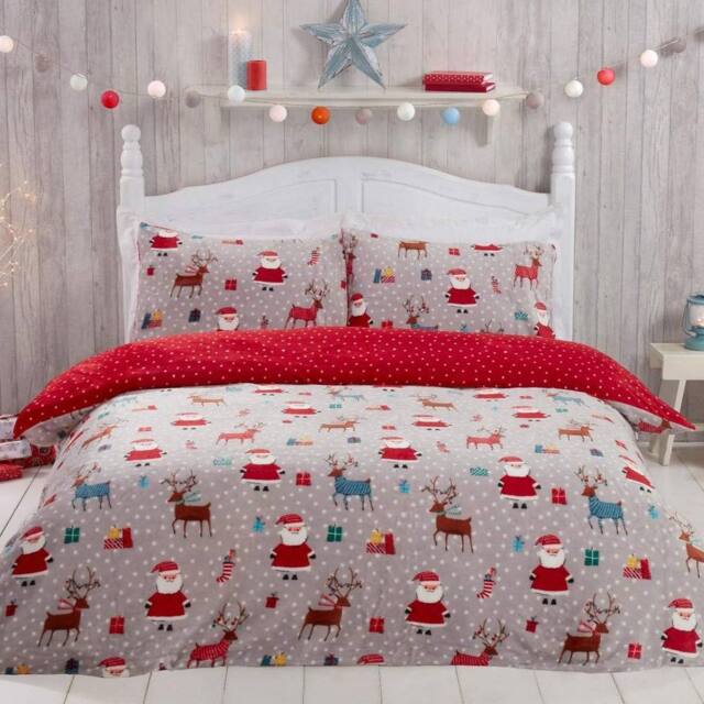 Smart Living Printed Santa Christmas Fleece Duvet Cover With Pillowcases - Size: Single - image 1