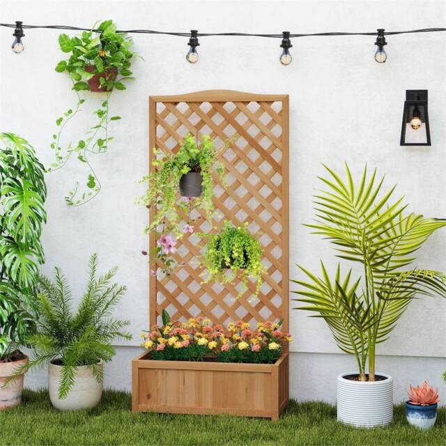 EONLION Brown-Garden Wooden Planter Box in Brown - Size: 100g - image 1