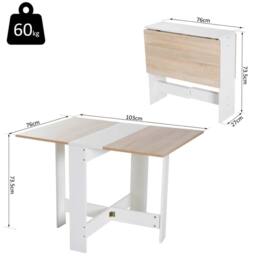 VOGREX Dining Table Small Breakfast Desk Folding Space in Light Oak - thumbnail 2