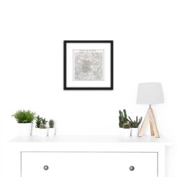 Artery8 Map Antique Morales 1879 Madrid City Plan Old Replica 8X8 Inch Square Wooden Framed Wall Art Print Picture with Mount in Black - thumbnail 2